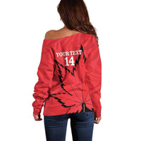 Custom Canada Curling Off Shoulder Sweater Go Maple Leaf Marble Style - Wonder Print Shop