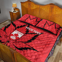 Custom Canada Curling Quilt Bed Set Go Maple Leaf Marble Style - Wonder Print Shop