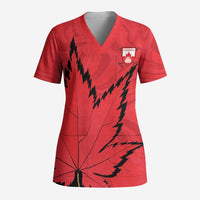 Custom Canada Curling Scrub Top Go Maple Leaf Marble Style - Wonder Print Shop