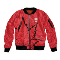 Custom Canada Curling Sleeve Zip Bomber Jacket Go Maple Leaf Marble Style - Wonder Print Shop