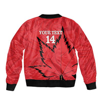 Custom Canada Curling Sleeve Zip Bomber Jacket Go Maple Leaf Marble Style - Wonder Print Shop