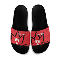 Custom Canada Curling Slide Sandals Go Maple Leaf Marble Style - Wonder Print Shop