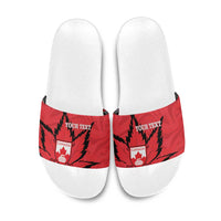 Custom Canada Curling Slide Sandals Go Maple Leaf Marble Style - Wonder Print Shop