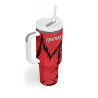 Custom Canada Curling Tumbler With Handle Go Maple Leaf Marble Style - Wonder Print Shop