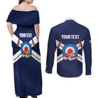 Personalized Scotland Curling Couples Matching Off Shoulder Maxi Dress and Long Sleeve Button Shirt Go Scottish Flag Style - Wonder Print Shop