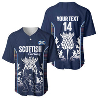 Custom Scotland Curling Baseball Jersey Scottish Thistle Mix Tartan Pattern - Wonder Print Shop