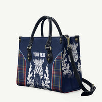 Custom Scotland Curling Leather Bag Scottish Thistle Mix Tartan Pattern - Wonder Print Shop