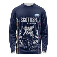 Custom Scotland Curling Long Sleeve Shirt Scottish Thistle Mix Tartan Pattern - Wonder Print Shop
