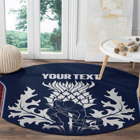 Custom Scotland Curling Round Carpet Scottish Thistle Mix Tartan Pattern - Wonder Print Shop