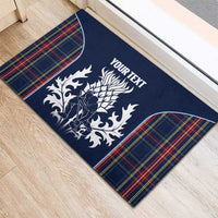 Custom Scotland Curling Rubber Doormat Scottish Thistle Mix Tartan Pattern - Wonder Print Shop