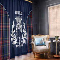 Custom Scotland Curling Window Curtain Scottish Thistle Mix Tartan Pattern - Wonder Print Shop