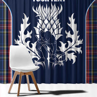 Custom Scotland Curling Window Curtain Scottish Thistle Mix Tartan Pattern - Wonder Print Shop