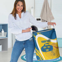 Custom Sweden Curling Laundry Basket Konungariket Sverige Tre Kronor Grunge Style - Wonder Print Shop