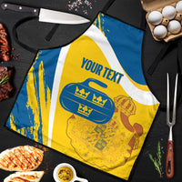 Custom Sweden Curling Apron Konungariket Sverige Tre Kronor Grunge Style - Wonder Print Shop