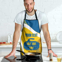 Custom Sweden Curling Apron Konungariket Sverige Tre Kronor Grunge Style - Wonder Print Shop