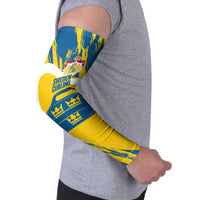 Custom Sweden Curling Arm Sleeves Konungariket Sverige Tre Kronor Grunge Style - Wonder Print Shop