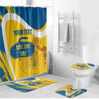 Custom Sweden Curling Bathroom Set Konungariket Sverige Tre Kronor Grunge Style - Wonder Print Shop