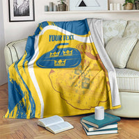 Custom Sweden Curling Blanket Konungariket Sverige Tre Kronor Grunge Style - Wonder Print Shop