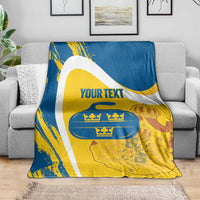 Custom Sweden Curling Blanket Konungariket Sverige Tre Kronor Grunge Style - Wonder Print Shop