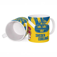 Custom Sweden Curling Ceramic Mug Konungariket Sverige Tre Kronor Grunge Style - Wonder Print Shop