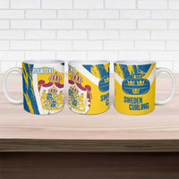 Custom Sweden Curling Ceramic Mug Konungariket Sverige Tre Kronor Grunge Style - Wonder Print Shop