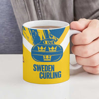 Custom Sweden Curling Ceramic Mug Konungariket Sverige Tre Kronor Grunge Style - Wonder Print Shop