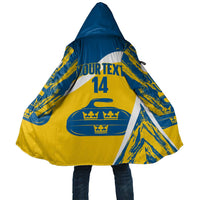 Custom Sweden Curling Cloak Konungariket Sverige Tre Kronor Grunge Style - Wonder Print Shop