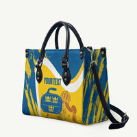 Custom Sweden Curling Leather Bag Konungariket Sverige Tre Kronor Grunge Style - Wonder Print Shop