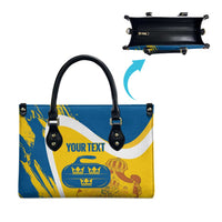 Custom Sweden Curling Leather Bag Konungariket Sverige Tre Kronor Grunge Style - Wonder Print Shop