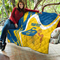 Custom Sweden Curling Quilt Konungariket Sverige Tre Kronor Grunge Style - Wonder Print Shop