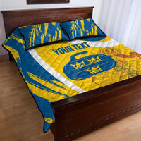Custom Sweden Curling Quilt Bed Set Konungariket Sverige Tre Kronor Grunge Style - Wonder Print Shop
