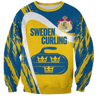 Custom Sweden Curling Sweatshirt Konungariket Sverige Tre Kronor Grunge Style - Wonder Print Shop