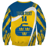 Custom Sweden Curling Sweatshirt Konungariket Sverige Tre Kronor Grunge Style - Wonder Print Shop