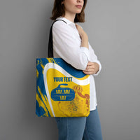 Custom Sweden Curling Tote Bag Konungariket Sverige Tre Kronor Grunge Style - Wonder Print Shop