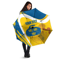 Custom Sweden Curling Umbrella Konungariket Sverige Tre Kronor Grunge Style - Wonder Print Shop