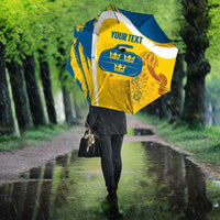 Custom Sweden Curling Umbrella Konungariket Sverige Tre Kronor Grunge Style - Wonder Print Shop