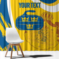 Custom Sweden Curling Window Curtain Konungariket Sverige Tre Kronor Grunge Style - Wonder Print Shop