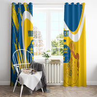 Custom Sweden Curling Window Curtain Konungariket Sverige Tre Kronor Grunge Style - Wonder Print Shop