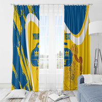 Custom Sweden Curling Window Curtain Konungariket Sverige Tre Kronor Grunge Style - Wonder Print Shop