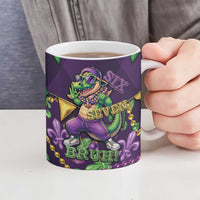 Six Seven Alligator Mardi Gras Ceramic Mug 67 Gen Alpha Slang Carnival Beads