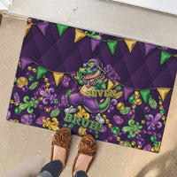 Six Seven Alligator Mardi Gras Rubber Doormat 67 Gen Alpha Slang Carnival Beads