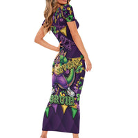 Six Seven Alligator Mardi Gras Short Sleeve Bodycon Dress 67 Gen Alpha Slang Carnival Beads