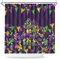 Six Seven Alligator Mardi Gras Shower Curtain 67 Gen Alpha Slang Carnival Beads