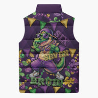 Six Seven Alligator Mardi Gras Sleeveless Puffer Jacket 67 Gen Alpha Slang Carnival Beads