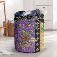 Voodoo Doll Mardi Gras Laundry Basket Throw Me Something Mister Glitter Effect
