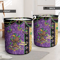 Voodoo Doll Mardi Gras Laundry Basket Throw Me Something Mister Glitter Effect