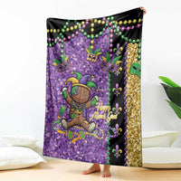 Voodoo Doll Mardi Gras Blanket Throw Me Something Mister Glitter Effect