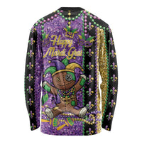 Voodoo Doll Mardi Gras Long Sleeve Shirt Throw Me Something Mister Glitter Effect