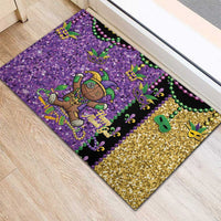 Voodoo Doll Mardi Gras Rubber Doormat Throw Me Something Mister Glitter Effect