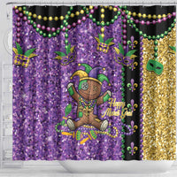 Voodoo Doll Mardi Gras Shower Curtain Throw Me Something Mister Glitter Effect